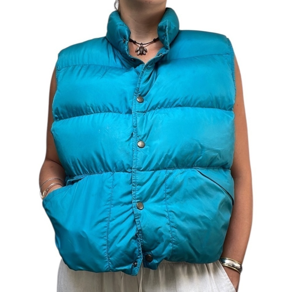 Vintage L.L. Bean Goose Down Insulated Puffer Vest Blue Teal Women’s L - Picture 6 of 6